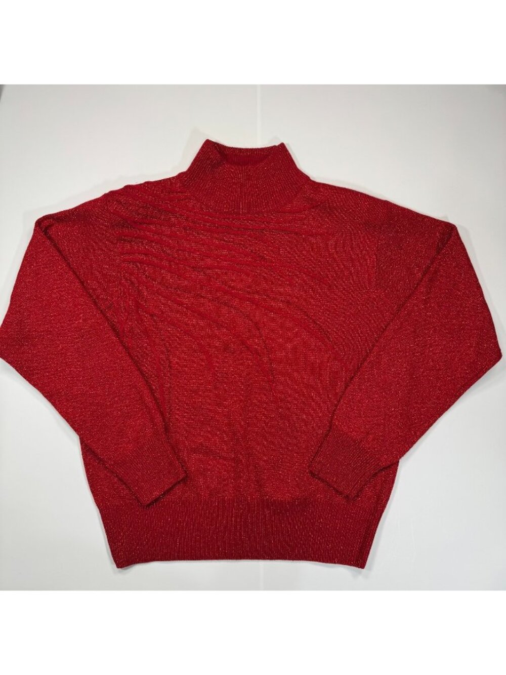 Dressbarn Sweater Women's L Red Acrylic Tight-Knitted Sparkly Holiday Winter